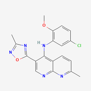 molecular formula C19H16ClN5O2 B2870208 N-(5-chloro-2-methoxyphenyl)-7-methyl-3-(3-methyl-1,2,4-oxadiazol-5-yl)-1,8-naphthyridin-4-amine CAS No. 1251562-28-3