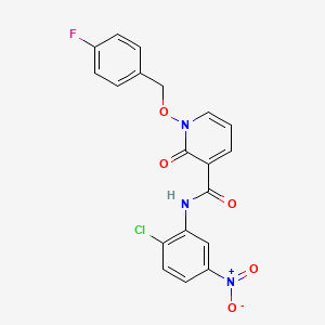 molecular formula C19H13ClFN3O5 B2870214 N-(2-chloro-5-nitrophenyl)-1-((4-fluorobenzyl)oxy)-2-oxo-1,2-dihydropyridine-3-carboxamide CAS No. 868678-43-7