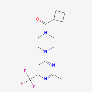 molecular formula C15H19F3N4O B2870218 Cyclobutyl(4-(2-methyl-6-(trifluoromethyl)pyrimidin-4-yl)piperazin-1-yl)methanone CAS No. 2034264-78-1