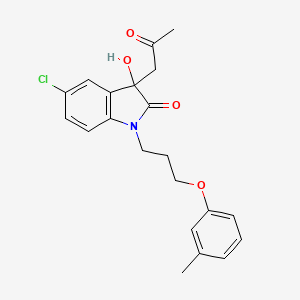 molecular formula C21H22ClNO4 B2870228 5-chloro-3-hydroxy-1-[3-(3-methylphenoxy)propyl]-3-(2-oxopropyl)-1,3-dihydro-2H-indol-2-one CAS No. 881079-68-1