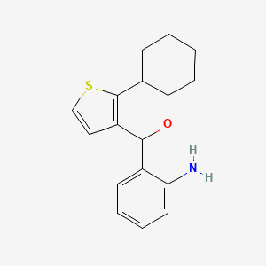 molecular formula C17H19NOS B2870234 2-(5a,6,7,8,9,9a-hexahydro-4H-thieno[3,2-c]chromen-4-yl)aniline CAS No. 1071700-39-4