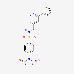 molecular formula C20H17N3O4S2 B2870252 4-(2,5-dioxopyrrolidin-1-yl)-N-((2-(thiophen-2-yl)pyridin-4-yl)methyl)benzenesulfonamide CAS No. 2034340-90-2