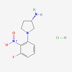 molecular formula C10H13ClFN3O2 B2870253 (S)-1-(3-Fluoro-2-nitrophenyl)pyrrolidin-3-amine hydrochloride CAS No. 1233859-98-7