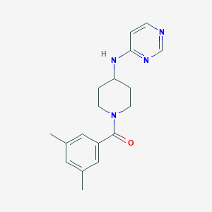 molecular formula C18H22N4O B2870263 (3,5-Dimethylphenyl)-[4-(pyrimidin-4-ylamino)piperidin-1-yl]methanone CAS No. 2415519-60-5