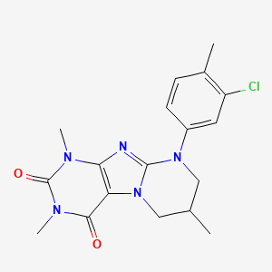 molecular formula C18H20ClN5O2 B2870266 9-(3-chloro-4-methylphenyl)-1,3,7-trimethyl-6,7,8,9-tetrahydropyrimido[2,1-f]purine-2,4(1H,3H)-dione CAS No. 923143-98-0