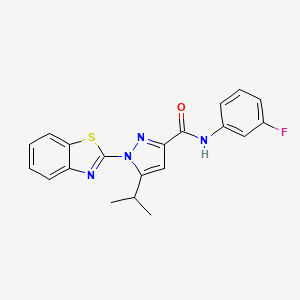 molecular formula C20H17FN4OS B2870267 1-(benzo[d]thiazol-2-yl)-N-(3-fluorophenyl)-5-isopropyl-1H-pyrazole-3-carboxamide CAS No. 1013803-86-5