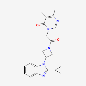 molecular formula C21H23N5O2 B2870276 3-[2-[3-(2-Cyclopropylbenzimidazol-1-yl)azetidin-1-yl]-2-oxoethyl]-5,6-dimethylpyrimidin-4-one CAS No. 2380033-32-7