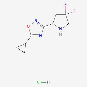 molecular formula C9H12ClF2N3O B2870279 5-Cyclopropyl-3-(4,4-difluoropyrrolidin-2-yl)-1,2,4-oxadiazole hydrochloride CAS No. 2097936-76-8