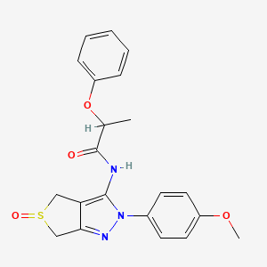 molecular formula C21H21N3O4S B2870285 N-[2-(4-methoxyphenyl)-5-oxo-4,6-dihydrothieno[3,4-c]pyrazol-3-yl]-2-phenoxypropanamide CAS No. 1007194-67-3