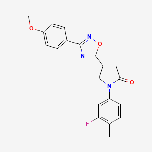 molecular formula C20H18FN3O3 B2870289 1-(3-Fluoro-4-methylphenyl)-4-(3-(4-methoxyphenyl)-1,2,4-oxadiazol-5-yl)pyrrolidin-2-one CAS No. 941961-64-4