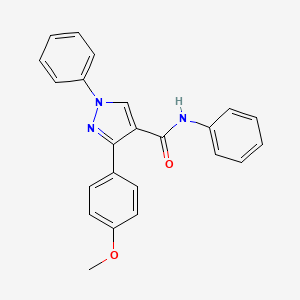 molecular formula C23H19N3O2 B2870308 3-(4-methoxyphenyl)-N,1-diphenyl-1H-pyrazole-4-carboxamide CAS No. 380912-76-5