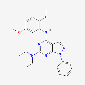 molecular formula C23H26N6O2 B2870322 N~4~-(2,5-dimethoxyphenyl)-N~6~,N~6~-diethyl-1-phenyl-1H-pyrazolo[3,4-d]pyrimidine-4,6-diamine CAS No. 946349-44-6