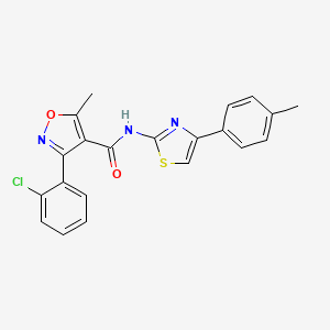 molecular formula C21H16ClN3O2S B2870324 3-(2-chlorophenyl)-5-methyl-N-[4-(4-methylphenyl)-1,3-thiazol-2-yl]-1,2-oxazole-4-carboxamide CAS No. 448932-12-5