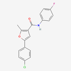 molecular formula C18H13ClFNO2 B2870328 5-(4-chlorophenyl)-N-(4-fluorophenyl)-2-methylfuran-3-carboxamide CAS No. 941237-86-1