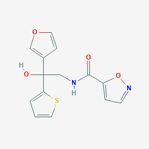 molecular formula C14H12N2O4S B2870329 N-(2-(furan-3-yl)-2-hydroxy-2-(thiophen-2-yl)ethyl)isoxazole-5-carboxamide CAS No. 2034486-88-7