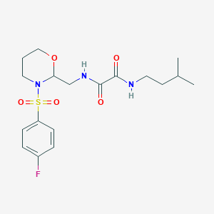 molecular formula C18H26FN3O5S B2870332 N1-((3-((4-fluorophenyl)sulfonyl)-1,3-oxazinan-2-yl)methyl)-N2-isopentyloxalamide CAS No. 869072-21-9