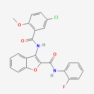molecular formula C23H16ClFN2O4 B2870353 3-(5-chloro-2-methoxybenzamido)-N-(2-fluorophenyl)benzofuran-2-carboxamide CAS No. 862977-61-5