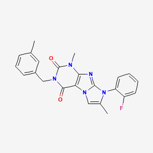 molecular formula C23H20FN5O2 B2870371 6-(2-Fluorophenyl)-4,7-dimethyl-2-[(3-methylphenyl)methyl]purino[7,8-a]imidazole-1,3-dione CAS No. 904372-11-8