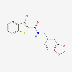 molecular formula C17H12ClNO3S B2870373 N-(1,3-Benzodioxol-5-ylmethyl)-3-chloro-1-benzothiophene-2-carboxamide CAS No. 294875-03-9