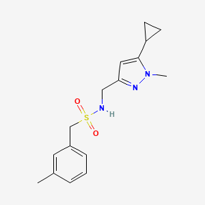 molecular formula C16H21N3O2S B2870376 N-((5-cyclopropyl-1-methyl-1H-pyrazol-3-yl)methyl)-1-(m-tolyl)methanesulfonamide CAS No. 1448064-25-2