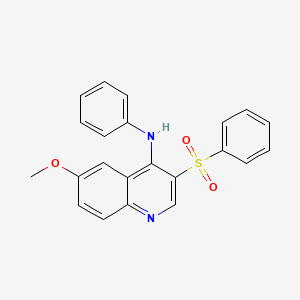 molecular formula C22H18N2O3S B2870382 6-methoxy-N-phenyl-3-(phenylsulfonyl)quinolin-4-amine CAS No. 895642-66-7