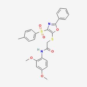 molecular formula C26H24N2O6S2 B2870383 N-(2,4-dimethoxyphenyl)-2-((2-phenyl-4-tosyloxazol-5-yl)thio)acetamide CAS No. 686736-85-6