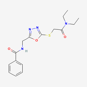 molecular formula C16H20N4O3S B2870387 N-[[5-[2-(diethylamino)-2-oxoethyl]sulfanyl-1,3,4-oxadiazol-2-yl]methyl]benzamide CAS No. 904270-64-0