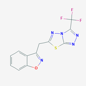 molecular formula C12H6F3N5OS B287041 3-{[3-(Trifluoromethyl)[1,2,4]triazolo[3,4-b][1,3,4]thiadiazol-6-yl]methyl}-1,2-benzisoxazole 