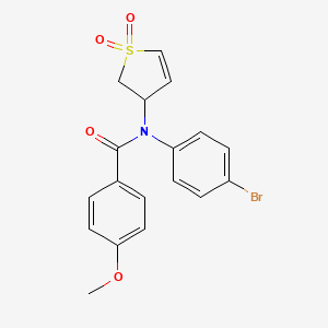 molecular formula C18H16BrNO4S B2870411 N-(4-bromophenyl)-N-(1,1-dioxido-2,3-dihydrothiophen-3-yl)-4-methoxybenzamide CAS No. 852439-88-4