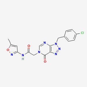 molecular formula C17H14ClN7O3 B2870412 2-(3-(4-chlorobenzyl)-7-oxo-3H-[1,2,3]triazolo[4,5-d]pyrimidin-6(7H)-yl)-N-(5-methylisoxazol-3-yl)acetamide CAS No. 847383-89-5