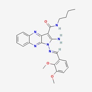 molecular formula C24H26N6O3 B2870420 (E)-2-amino-N-butyl-1-((2,3-dimethoxybenzylidene)amino)-1H-pyrrolo[2,3-b]quinoxaline-3-carboxamide CAS No. 836625-82-2