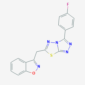 molecular formula C17H10FN5OS B287043 3-{[3-(4-Fluorophenyl)[1,2,4]triazolo[3,4-b][1,3,4]thiadiazol-6-yl]methyl}-1,2-benzisoxazole 