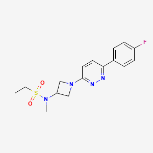 molecular formula C16H19FN4O2S B2870431 N-[1-[6-(4-Fluorophenyl)pyridazin-3-yl]azetidin-3-yl]-N-methylethanesulfonamide CAS No. 2415534-61-9