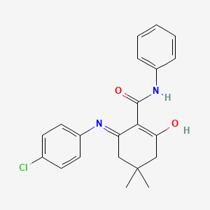 molecular formula C21H21ClN2O2 B2870435 (6-((4-chlorophenyl)amino)-4,4-dimethyl-2-oxocyclohex-1-enyl)-N-benzamide CAS No. 1024132-05-5