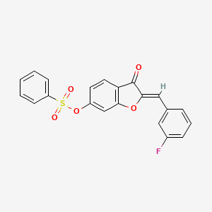 (Z)-2-(3-fluorobenzylidene)-3-oxo-2,3-dihydrobenzofuran-6-yl benzenesulfonate