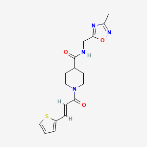 (E)-N-((3-methyl-1,2,4-oxadiazol-5-yl)methyl)-1-(3-(thiophen-2-yl)acryloyl)piperidine-4-carboxamide