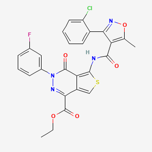 Ethyl 5-(3-(2-chlorophenyl)-5-methylisoxazole-4-carboxamido)-3-(3-fluorophenyl)-4-oxo-3,4-dihydrothieno[3,4-d]pyridazine-1-carboxylate