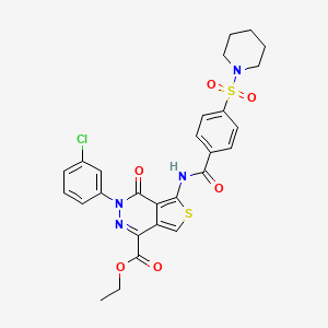 molecular formula C27H25ClN4O6S2 B2870455 Ethyl 3-(3-chlorophenyl)-4-oxo-5-(4-(piperidin-1-ylsulfonyl)benzamido)-3,4-dihydrothieno[3,4-d]pyridazine-1-carboxylate CAS No. 887224-74-0