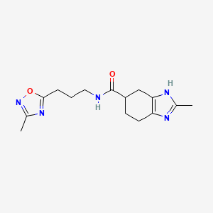 molecular formula C15H21N5O2 B2870462 2-methyl-N-(3-(3-methyl-1,2,4-oxadiazol-5-yl)propyl)-4,5,6,7-tetrahydro-1H-benzo[d]imidazole-5-carboxamide CAS No. 2034254-11-8