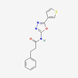 molecular formula C15H13N3O2S B2870464 3-phenyl-N-(5-(thiophen-3-yl)-1,3,4-oxadiazol-2-yl)propanamide CAS No. 1251547-18-8