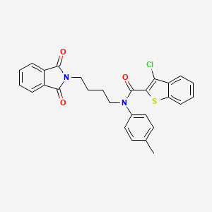 molecular formula C28H23ClN2O3S B2870467 3-chloro-N-(4-(1,3-dioxoisoindolin-2-yl)butyl)-N-(p-tolyl)benzo[b]thiophene-2-carboxamide CAS No. 308293-12-1