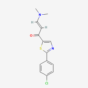 molecular formula C14H13ClN2OS B2870468 1-[2-(4-Chlorophenyl)-1,3-thiazol-5-yl]-3-(dimethylamino)-2-propen-1-one CAS No. 338414-64-5