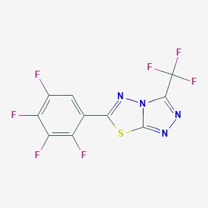 molecular formula C10HF7N4S B287047 6-(2,3,4,5-Tetrafluorophenyl)-3-(trifluoromethyl)[1,2,4]triazolo[3,4-b][1,3,4]thiadiazole 