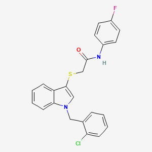 2-[1-[(2-chlorophenyl)methyl]indol-3-yl]sulfanyl-N-(4-fluorophenyl)acetamide