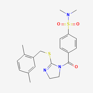 4-(2-((2,5-dimethylbenzyl)thio)-4,5-dihydro-1H-imidazole-1-carbonyl)-N,N-dimethylbenzenesulfonamide