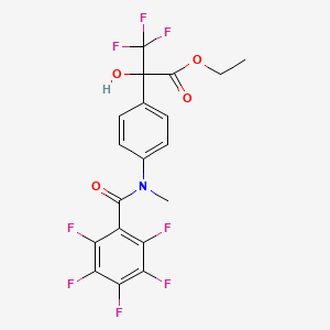 molecular formula C19H13F8NO4 B2870489 Ethyl 3,3,3-trifluoro-2-hydroxy-2-{4-[methyl(2,3,4,5,6-pentafluorobenzoyl)amino]phenyl}propanoate CAS No. 317843-24-6