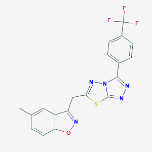 molecular formula C19H12F3N5OS B287049 5-Methyl-3-({3-[4-(trifluoromethyl)phenyl][1,2,4]triazolo[3,4-b][1,3,4]thiadiazol-6-yl}methyl)-1,2-benzisoxazole 