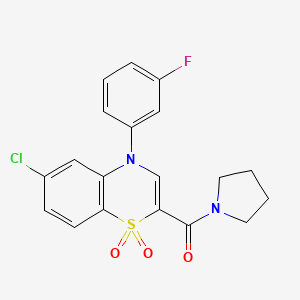 (6-chloro-4-(3-fluorophenyl)-1,1-dioxido-4H-benzo[b][1,4]thiazin-2-yl)(pyrrolidin-1-yl)methanone