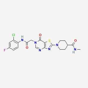 molecular formula C20H20ClFN6O3S B2870499 N-(4-chlorobenzyl)-N-(3,5-dimethylphenyl)[1,2,4]triazolo[4,3-a]pyridine-8-sulfonamide CAS No. 1251689-24-3