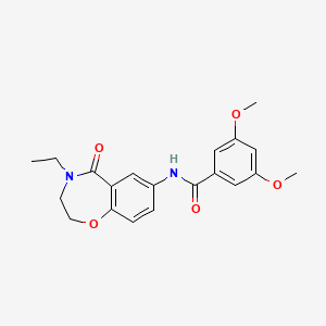 molecular formula C20H22N2O5 B2870502 N-(4-ethyl-5-oxo-2,3,4,5-tetrahydrobenzo[f][1,4]oxazepin-7-yl)-3,5-dimethoxybenzamide CAS No. 922128-20-9